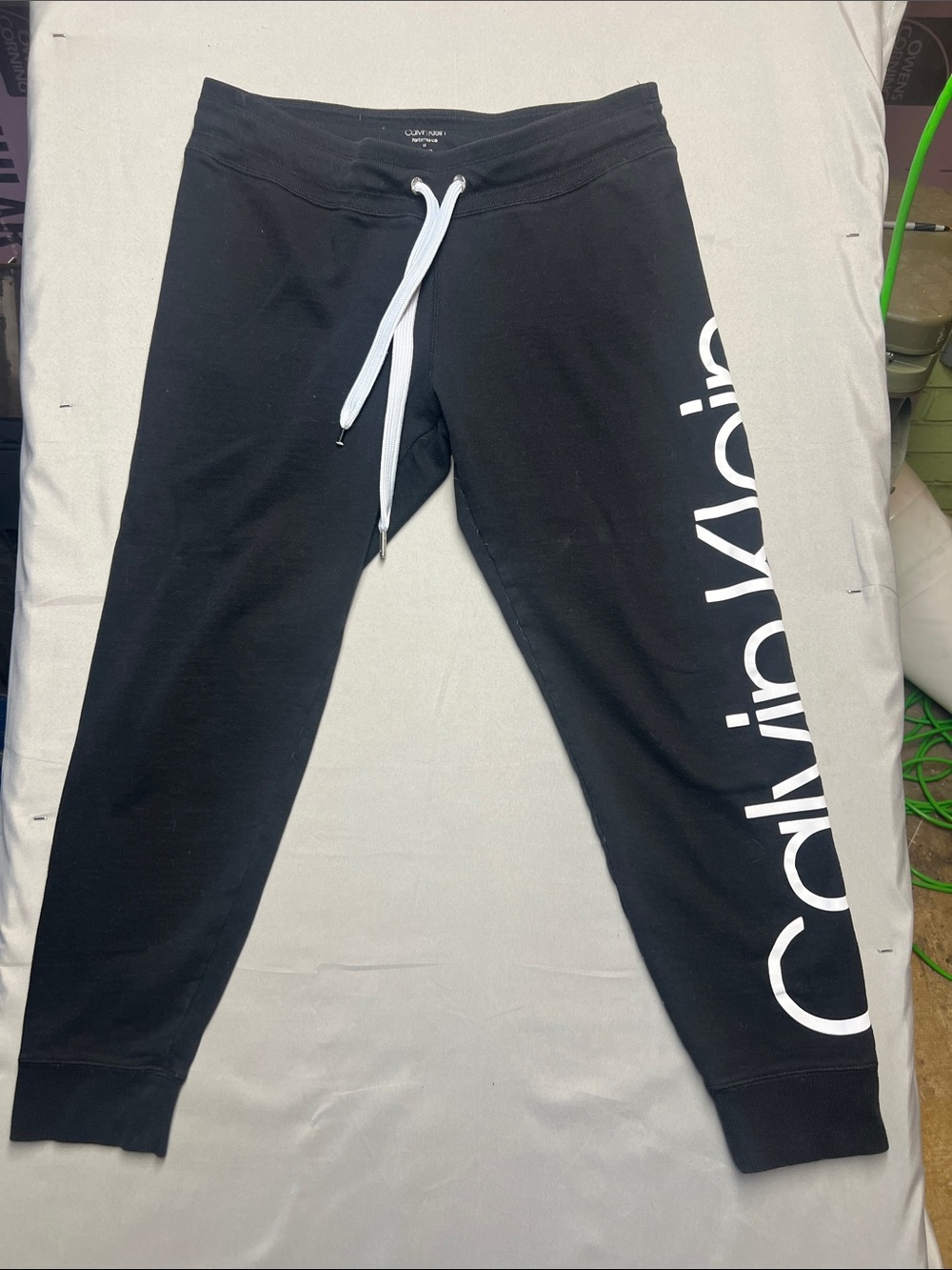 Calvin Klein Black Jogger Pants with White Side Logo